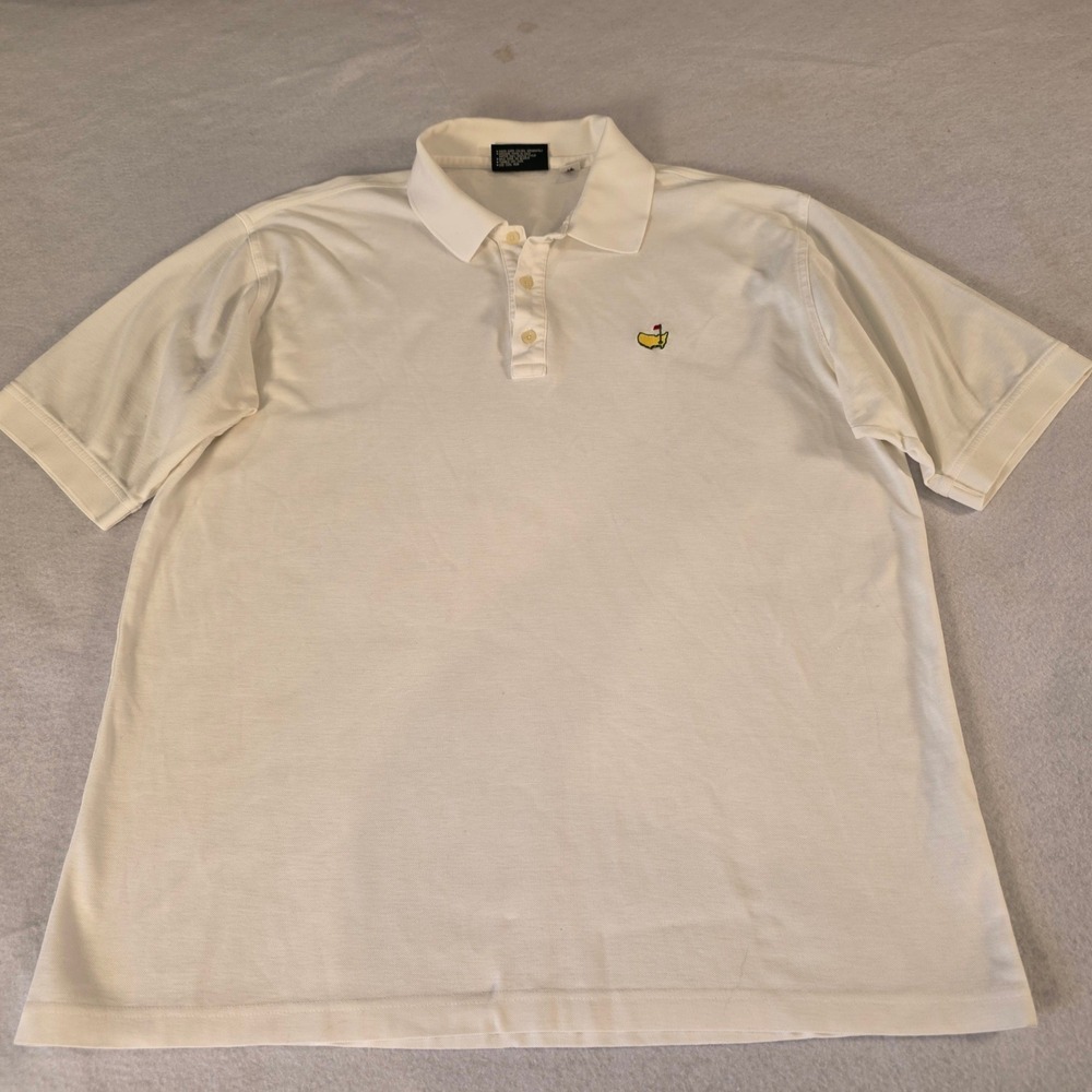 Masters Collection Men XL White Polo Shirt Mercerized Cotton Golf Logo Short Slv